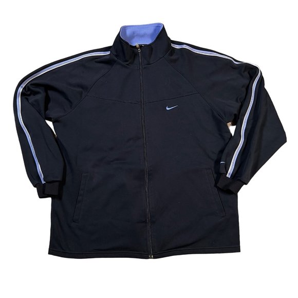 NIKE Dri-Fit Jacket Women's Full Zip Long Sleeve High Neck Sweatshirt Navy XL - Picture 1 of 11